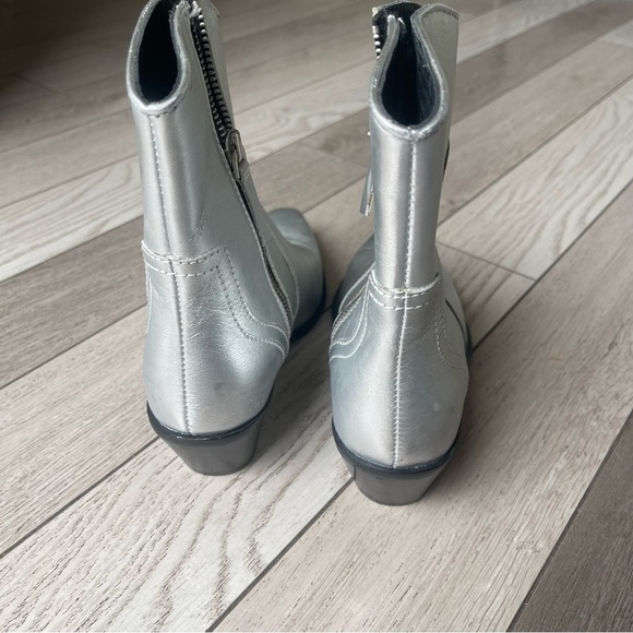 Zara Metallic Silver Ankle Boots - Picture 4 of 8
